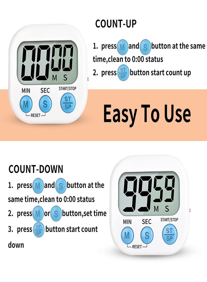 Mitlker Timer for Kids,KitchenTimer Digital,Magnetic Back,Loud Ring,Stand for Cooking,Classroom,Bathroom,Teachers,Kids(White), (JS-118) - Image 4